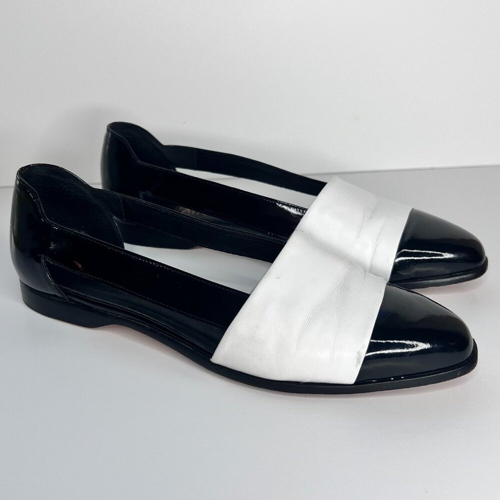 Franco Sarto Black & White 6.5M Women's Flats Pointed Toe Unique Business Shoes